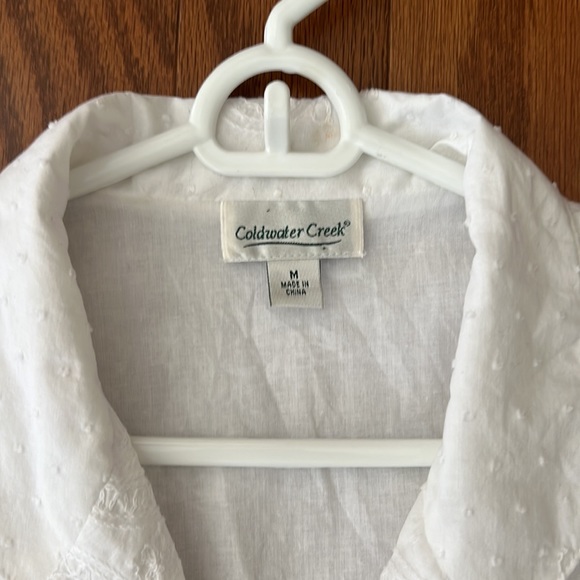 Coldwater Creek pretty embroidered white tie waist blouse - Picture 2 of 11